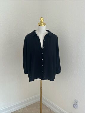 Nanette Lepore Black Button-Front Blouse